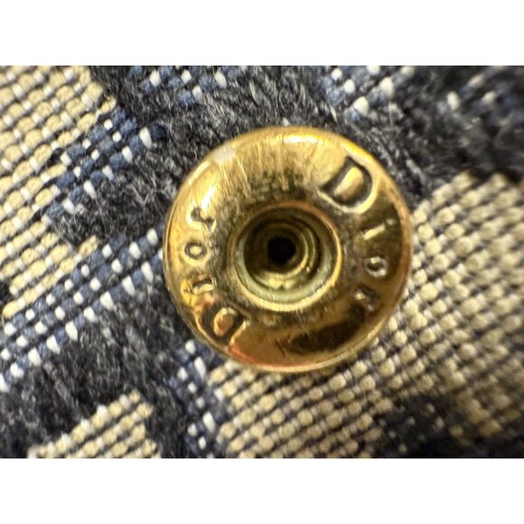 Christian Dior Canvas Oblique Saddle Wallet Navy/Beige Compact Design With Gold - Picture 4 of 10